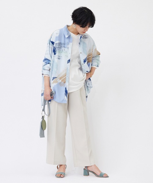JETSET SOLO PLUS （ジェットセットソロプラス）の「アクションペインティング シャツチュニック（シャツ/ブラウス・レディース・ブルー/アイボリー・FREE）」の5枚目の写真