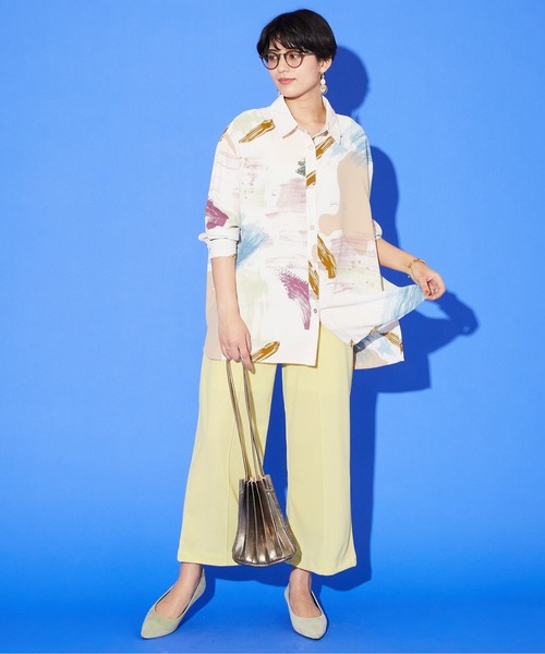 JETSET SOLO PLUS （ジェットセットソロプラス）の「アクションペインティング シャツチュニック（シャツ/ブラウス・レディース・ブルー/アイボリー・FREE）」の13枚目の写真