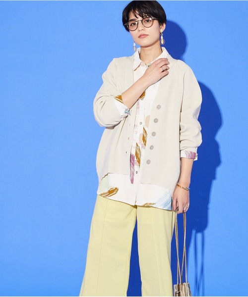 JETSET SOLO PLUS （ジェットセットソロプラス）の「アクションペインティング シャツチュニック（シャツ/ブラウス・レディース・ブルー/アイボリー・FREE）」の14枚目の写真