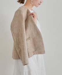 【手洗い可能】ツイードカラーレスジャケット