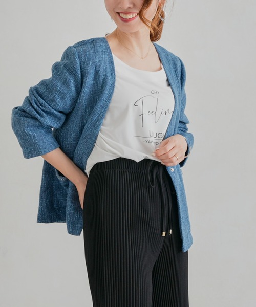 大人気完売品!! Chez toi 未使用 ツイードジャケット 2025年最新】Chez toi レディース ノーカラージャケットの人気