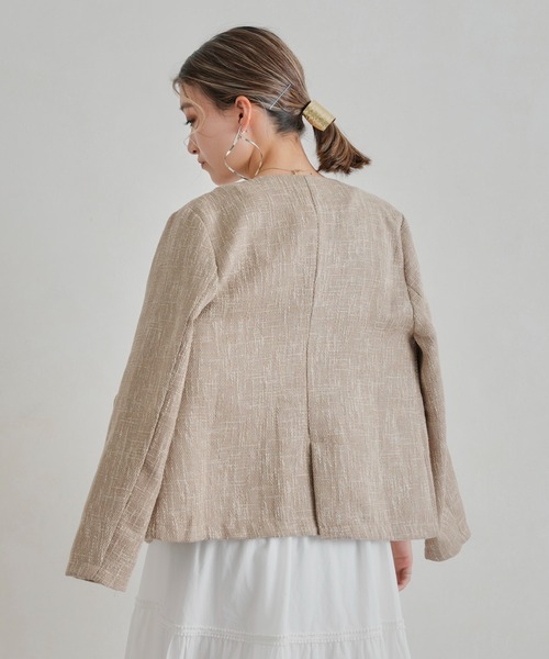 Chez toi（シェトワ）の「【手洗い可能】ツイードカラーレスジャケット（ノーカラージャケット・レディース・ブラック/ベージュ/ブルー・FREE）」の18枚目の写真