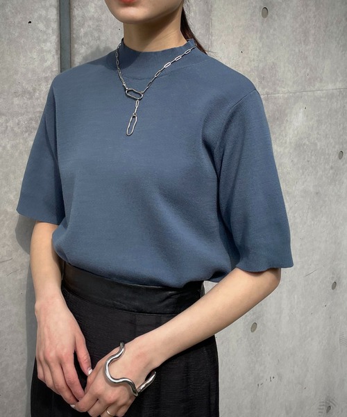 &g'aime(アンジェム)の「【&g’aime】ハイネックハーフスリーブニット(ニット/セーター・レディース・ホワイト/ブラック/グレー/ブルー/グレイッシュベージュ・FREE)」の16枚目の写真