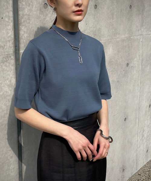 &g'aime(アンジェム)の「【&g’aime】ハイネックハーフスリーブニット(ニット/セーター・レディース・ホワイト/ブラック/グレー/ブルー/グレイッシュベージュ・FREE)」の17枚目の写真