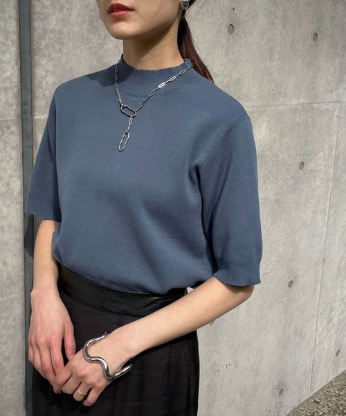 &g'aime(アンジェム)の「【&g’aime】ハイネックハーフスリーブニット(ニット/セーター・レディース・ホワイト/ブラック/グレー/ブルー/グレイッシュベージュ・FREE)」の14枚目の写真