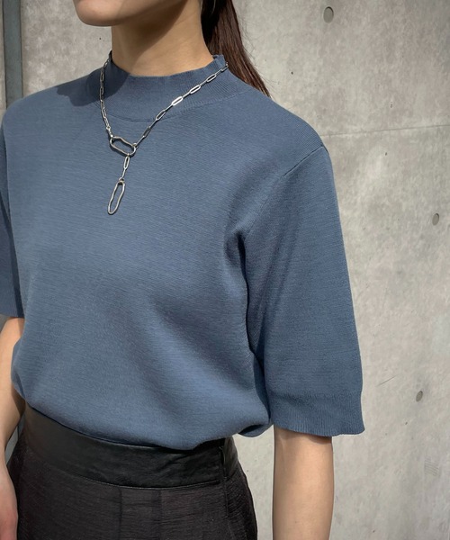 &g'aime(アンジェム)の「【&g’aime】ハイネックハーフスリーブニット(ニット/セーター・レディース・ホワイト/ブラック/グレー/ブルー/グレイッシュベージュ・FREE)」の15枚目の写真