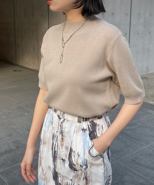 ニット セーター 「＆g'aime」ハーフスリープニット　Half-Sleeve Knit Top レディース &g'aime ニット セーター 「＆g'aime」ハーフスリープニット