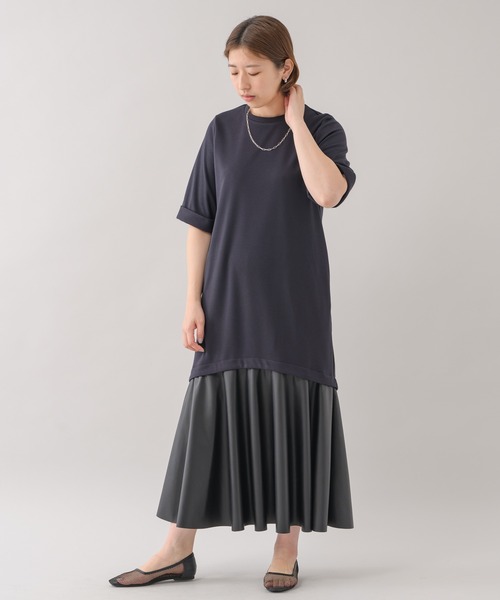 グット Katharine Ross フェイクレザー切替tシャツマーメイドワンピース ワンピース Katharine Ross キャサリンロス のファッション 直売正規 Aopd Md