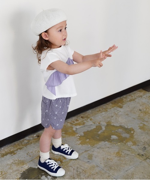 quoti use fith(クゥオティ ユース フィス)の「ベーシック天竺 フリル半袖Tシャツ(Tシャツ/カットソー・キッズ・ベージュ/ピンク/ホワイト・100/90/120/130/110/80)」の12枚目の写真