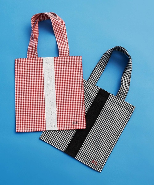 Malle(マル)の「malle ギンガムパッチワーク 刺繍バッグ(トートバッグ・レディース・ブラック/レッド・FREE)」の15枚目の写真