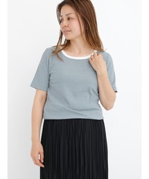 リブ5分袖トップス