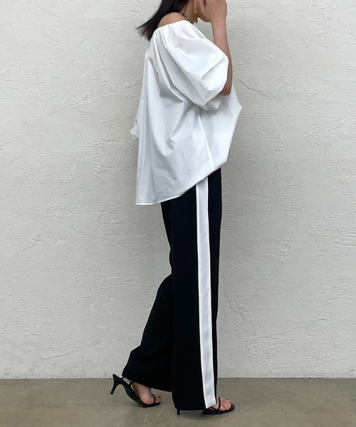 【Loungedress】バックロゴシャツブルゾン　オフホワイト Loungedress】バックロゴシャツブルゾン | OUTLET(アウトレット