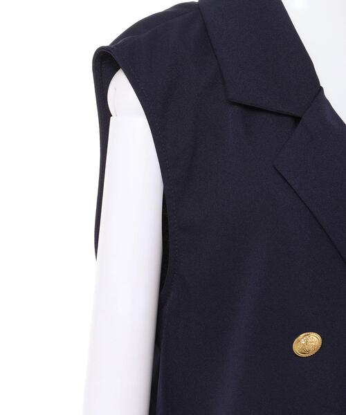 INGNI（イング）の「金ボタン／ジレ（ノーカラージャケット・レディース・ネイビー/アイボリー・M）」の4枚目の写真