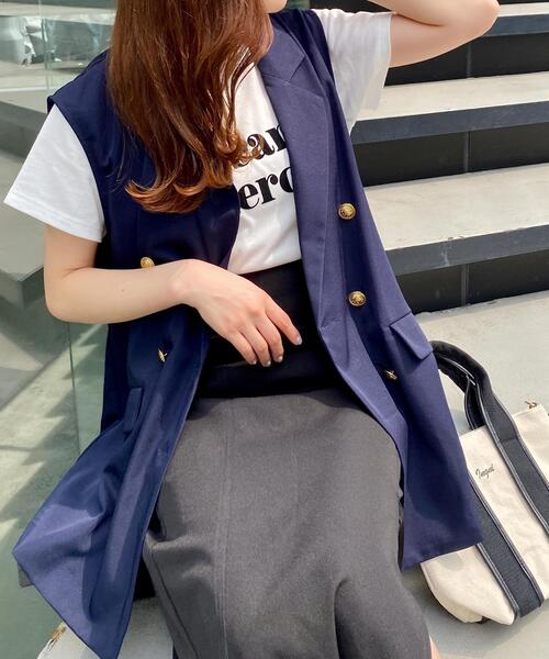 INGNI（イング）の「金ボタン／ジレ（ノーカラージャケット・レディース・ネイビー/アイボリー・M）」の10枚目の写真