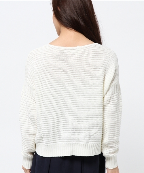 CIAOPANIC（チャオパニック）の「【Ciaopanic】C100ガーター編みKNITP/O（ニット/セーター・レディース・オフホワイト/グレー/ピンク・FREE）」の6枚目の写真