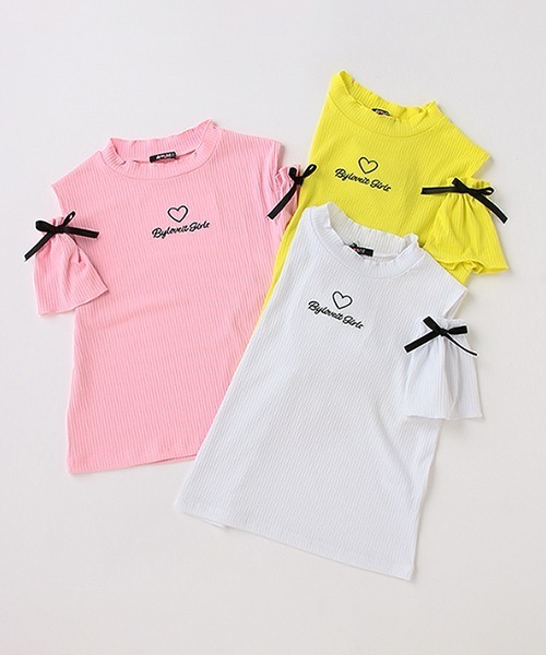 by LOVEiT（バイラビット）の「メロー肩スリット半袖Tシャツ（Tシャツ/カットソー・キッズ・ホワイト/ピンク/イエロー・140cm/130cm/160cm/120cm/150cm）」の6枚目の写真