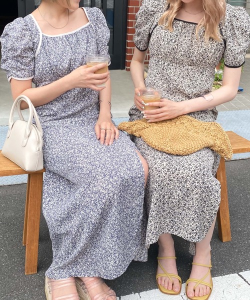 archives(アルシーヴ)の「花柄パイピングスリットワンピース(ワンピース・レディース・ブラック/ブルー/アイボリー・MEDIUM)」の14枚目の写真