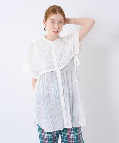 Paradise Picnic（パラダイスピクニック）の「Lallia Mu ワッシャーシアーシャツチュニック（シャツ/ブラウス・レディース・ブラック/ホワイト・FREE）」の2枚目の写真