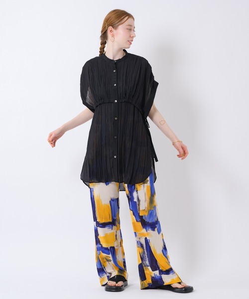 Paradise Picnic（パラダイスピクニック）の「Lallia Mu ワッシャーシアーシャツチュニック（シャツ/ブラウス・レディース・ブラック/ホワイト・FREE）」の6枚目の写真