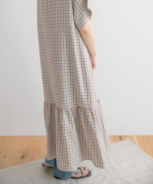 ITEMS URBANRESEARCH（アイテムズ アーバンリサーチ）の「バンドカラーチェックワンピース（ワンピース・レディース・ネイビー/ブラウン/グリーン・FREE）」の10枚目の写真