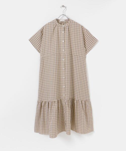 ITEMS URBANRESEARCH（アイテムズ アーバンリサーチ）の「バンドカラーチェックワンピース（ワンピース・レディース・ネイビー/ブラウン/グリーン・FREE）」の11枚目の写真
