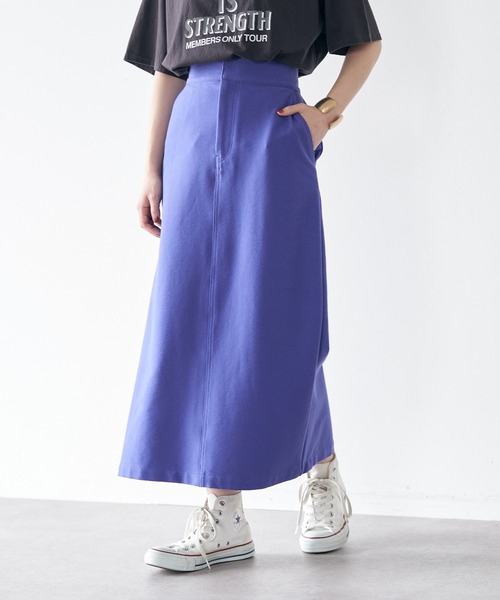 earth music&ecology（アースミュージックアンドエコロジー）の「カラーナロースカート（スカート・レディース・ブラック/パープル/ブルーグリーン/ロイヤルブルー・S/M）」の3枚目の写真