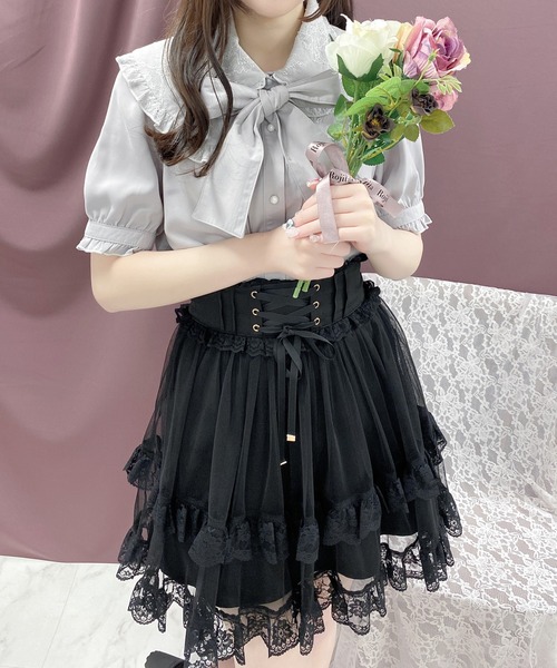 ROJITA(ロジータ)の「ボウタイ付きダブルレース衿ブラウス(シャツ/ブラウス・レディース・ホワイト/ブラック/パープル・FREE)」の3枚目の写真