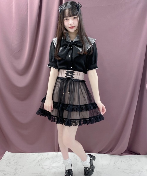 ROJITA(ロジータ)の「ボウタイ付きダブルレース衿ブラウス(シャツ/ブラウス・レディース・ホワイト/ブラック/パープル・FREE)」の5枚目の写真