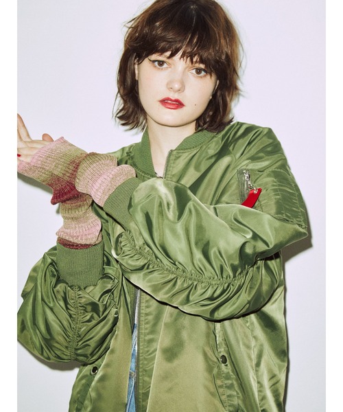 jouetie(ジュエティ)の「ロングMA-1(MA-1・レディース・ブラック/ベージュ/ボルドー/カーキ/クリア・MEDIUM)」の9枚目の写真