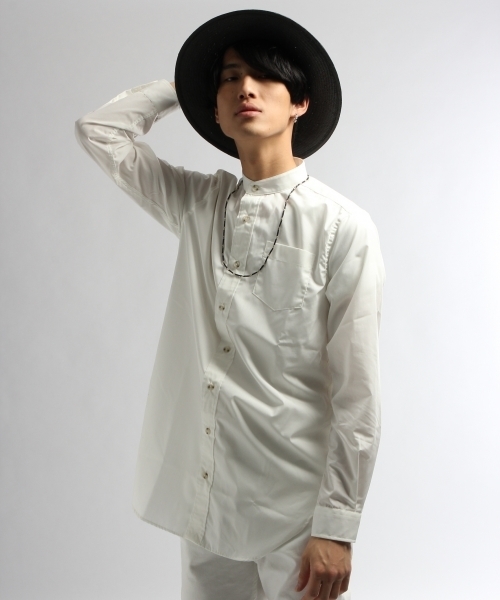 HARE（ハレ）の「スタンドカラーロングシャツ（シャツ/ブラウス・メンズ・ホワイト/グレー・SMALL/MEDIUM）」の2枚目の写真