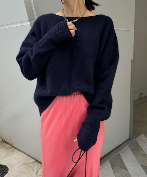 DouDou(ドゥドゥ)の「【新色追加】フォックスウール クルーネックプルオーバー(ニット/セーター・レディース・ライトグレー/パープル/ピンク/モカ/ブルー/ネイビー/オフホワイト・FREE)」の15枚目の写真