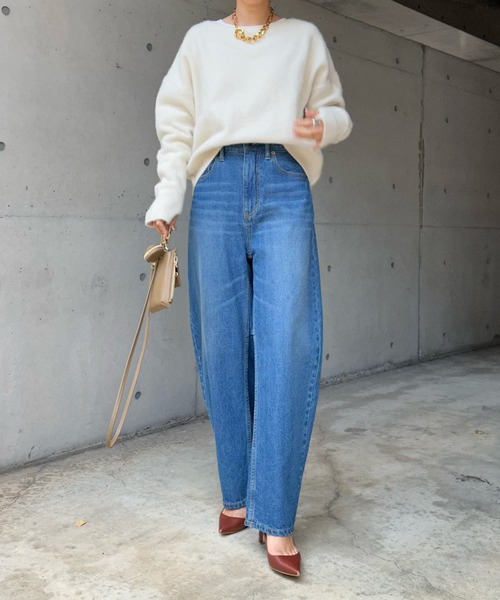 DouDou(ドゥドゥ)の「【新色追加】フォックスウール クルーネックプルオーバー(ニット/セーター・レディース・ライトグレー/パープル/ピンク/モカ/ブルー/ネイビー/オフホワイト・FREE)」の17枚目の写真