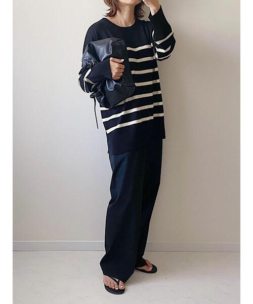 Green　Parks（グリーンパークス）の「ボーダーニットプルオーバー（ニット/セーター・レディース・ホワイト/ブラック/ブルー・FREE）」の11枚目の写真