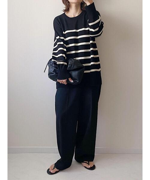 Green　Parks（グリーンパークス）の「ボーダーニットプルオーバー（ニット/セーター・レディース・ホワイト/ブラック/ブルー・FREE）」の12枚目の写真