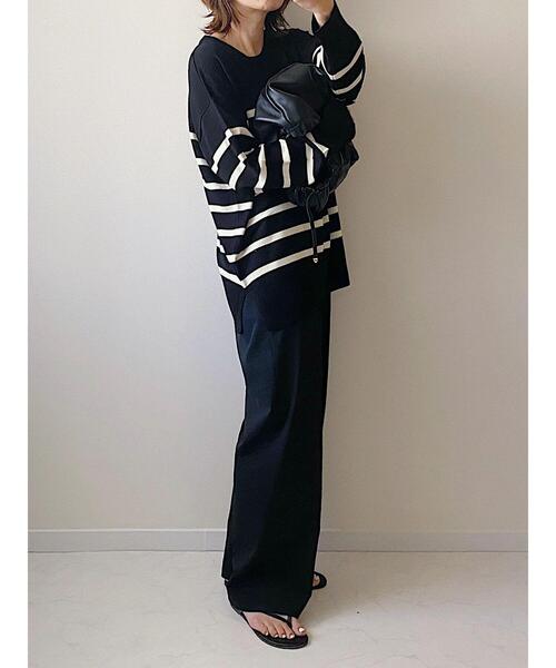 Green　Parks（グリーンパークス）の「ボーダーニットプルオーバー（ニット/セーター・レディース・ホワイト/ブラック/ブルー・FREE）」の13枚目の写真