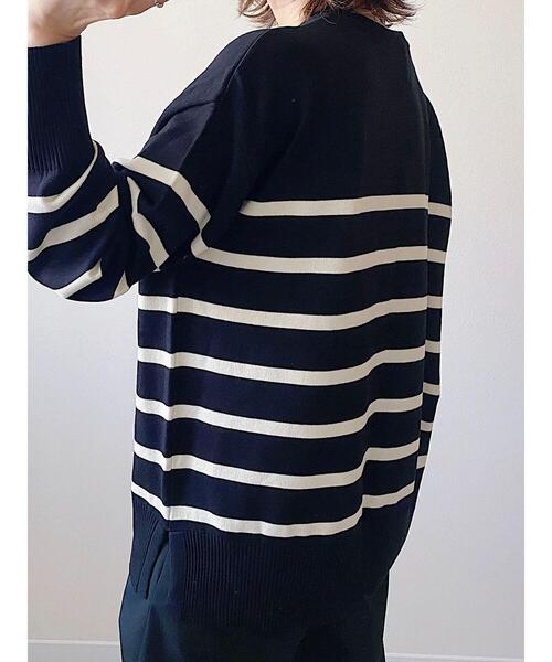 Green　Parks（グリーンパークス）の「ボーダーニットプルオーバー（ニット/セーター・レディース・ホワイト/ブラック/ブルー・FREE）」の15枚目の写真