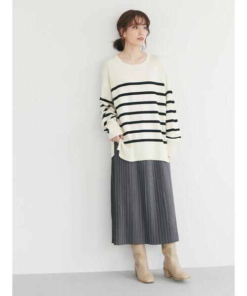 Green　Parks（グリーンパークス）の「ボーダーニットプルオーバー（ニット/セーター・レディース・ホワイト/ブラック/ブルー・FREE）」の16枚目の写真