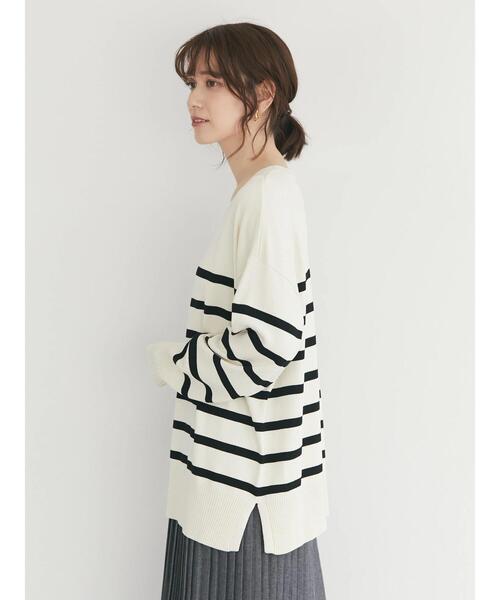 Green　Parks（グリーンパークス）の「ボーダーニットプルオーバー（ニット/セーター・レディース・ホワイト/ブラック/ブルー・FREE）」の19枚目の写真