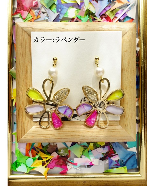 tone（トーン）の「【零-Rei-】彩生シリーズ　華　ピアス(MA)（ピアス（両耳用）・レディース・パープル/レッド/イエロー/ラベンダー/ブルー/グリーン/ピンク/オレンジ・FREE）」の5枚目の写真