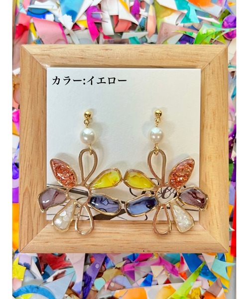 tone（トーン）の「【零-Rei-】彩生シリーズ　華　ピアス(MA)（ピアス（両耳用）・レディース・パープル/レッド/イエロー/ラベンダー/ブルー/グリーン/ピンク/オレンジ・FREE）」の6枚目の写真