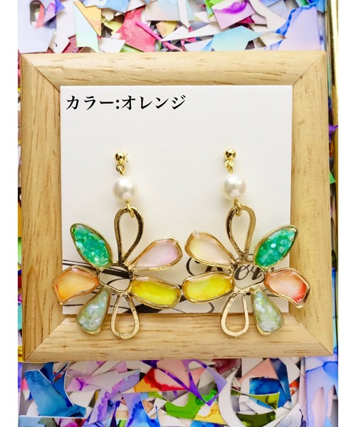 tone（トーン）の「【零-Rei-】彩生シリーズ　華　ピアス(MA)（ピアス（両耳用）・レディース・パープル/レッド/イエロー/ラベンダー/ブルー/グリーン/ピンク/オレンジ・FREE）」の8枚目の写真