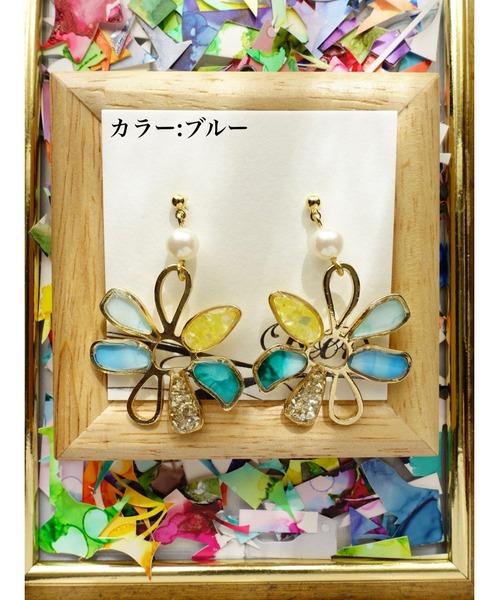 tone（トーン）の「【零-Rei-】彩生シリーズ　華　ピアス(MA)（ピアス（両耳用）・レディース・パープル/レッド/イエロー/ラベンダー/ブルー/グリーン/ピンク/オレンジ・FREE）」の3枚目の写真