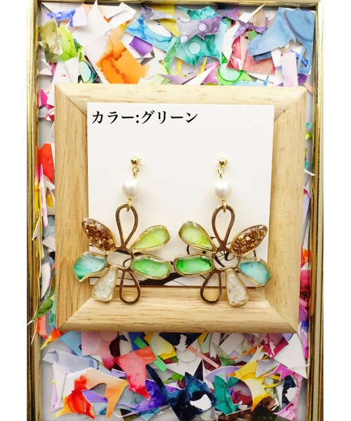 tone（トーン）の「【零-Rei-】彩生シリーズ　華　ピアス(MA)（ピアス（両耳用）・レディース・パープル/レッド/イエロー/ラベンダー/ブルー/グリーン/ピンク/オレンジ・FREE）」の2枚目の写真