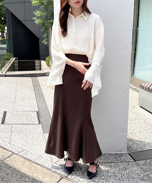 NOMAE(ノーマエ)の「スリットスリーブシャツ(シャツ/ブラウス・レディース・ライトグレー/アイボリー/ダークブルー/ライトピンク・FREE)」の8枚目の写真