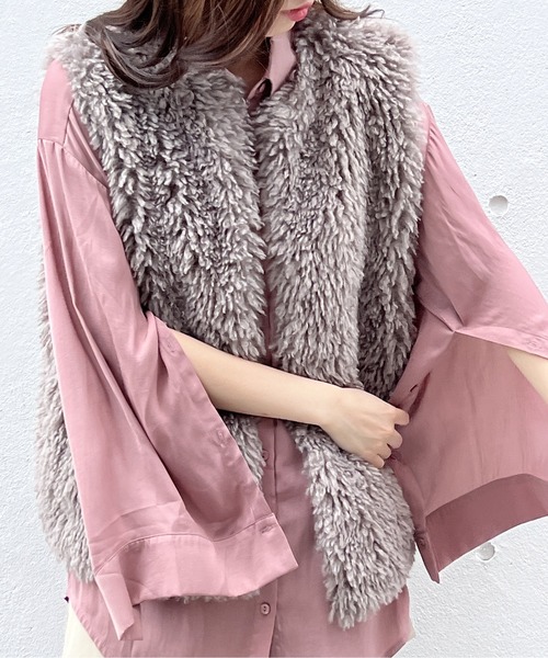 NOMAE(ノーマエ)の「スリットスリーブシャツ(シャツ/ブラウス・レディース・ライトグレー/アイボリー/ダークブルー/ライトピンク・FREE)」の12枚目の写真