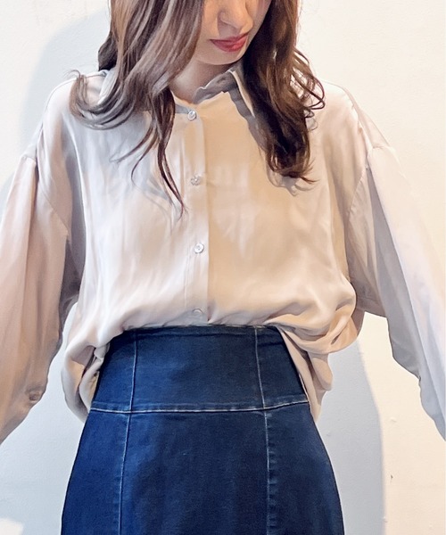 NOMAE(ノーマエ)の「スリットスリーブシャツ(シャツ/ブラウス・レディース・ライトグレー/アイボリー/ダークブルー/ライトピンク・FREE)」の15枚目の写真