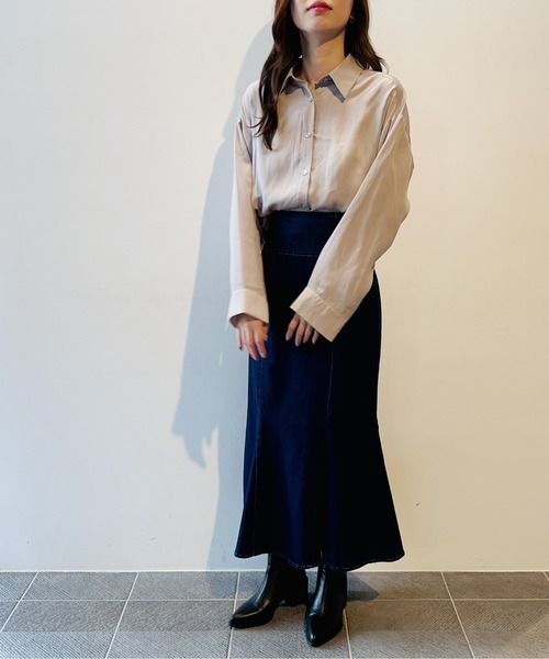 NOMAE(ノーマエ)の「スリットスリーブシャツ(シャツ/ブラウス・レディース・ライトグレー/アイボリー/ダークブルー/ライトピンク・FREE)」の13枚目の写真