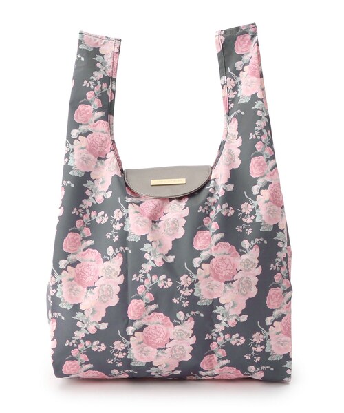 LAURA ASHLEY(ローラアシュレイ)の「ホーリーホックス柄 パッカブルマイバッグ(エコバッグ/サブバッグ・レディース・チャコール/アイボリー系・00)」の2枚目の写真