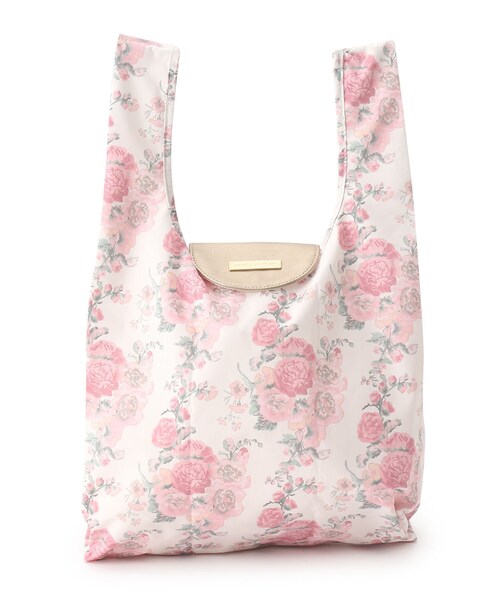 LAURA ASHLEY(ローラアシュレイ)の「ホーリーホックス柄 パッカブルマイバッグ(エコバッグ/サブバッグ・レディース・チャコール/アイボリー系・00)」の3枚目の写真