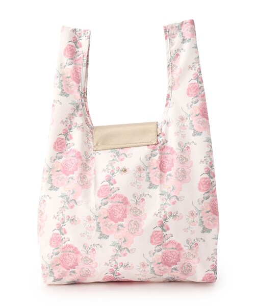 LAURA ASHLEY(ローラアシュレイ)の「ホーリーホックス柄 パッカブルマイバッグ(エコバッグ/サブバッグ・レディース・チャコール/アイボリー系・00)」の5枚目の写真